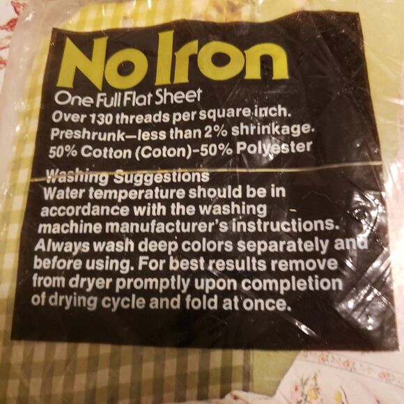 Vintage MARLBOROUGH SHEET FLAT FULL Size Set of 2 New Old Stock CHINTZ STRIPE - Picture 3 of 9